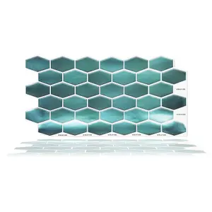 Walplus Shimmering Green Honeycomb Hexa Tile Stickers 2D Multipack 48Pcs