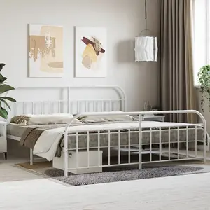 Berkfield Metal Bed Frame with Headboard and Footboard White 200x200 cm