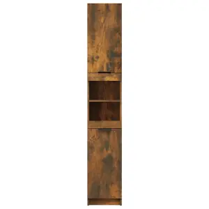 Berkfield Bathroom Cabinet Smoked Oak 32x34x188.5 cm Engineered Wood