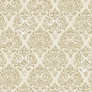 Lustre Collection Metallic Embossed Modern Damask Wallpaper Roll