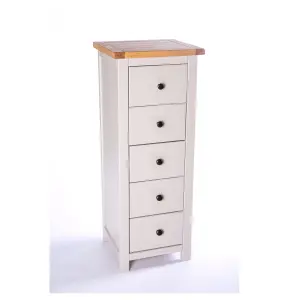 Argenta 5 Drawer Narrow Chest of Drawers Brass Knob