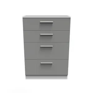 Trent 4 Drawer Deep Chest in Dusk Grey & White (Ready Assembled)