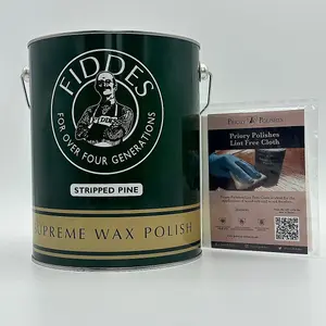 Fiddes Supreme Wax Polish, Stripped Pine 5 Litre & Free Priory Polishes Lint Free Cloth