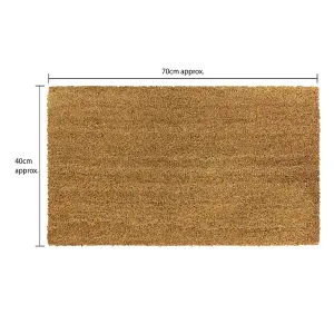 JVL Manor Plain Natural Coir Latex Backed Door Mat, Plastic/Vinyl, 40x70cm Brown