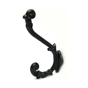 Black Curl end Wrought iron effect Coat & hat Hook