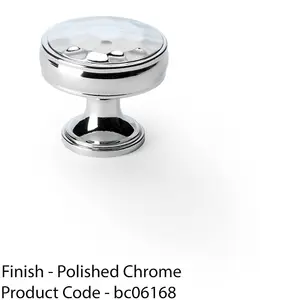 Round Hammered Door Knob - Polished Chrome 32mm Diameter Cupboard Pull Handle