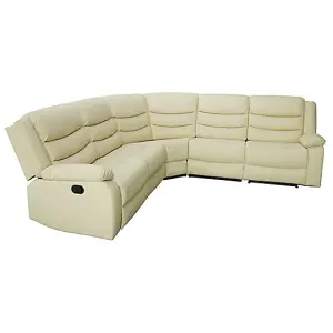 Sorreno Bonded Leather Recliner Corner Sofa In Ivory