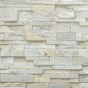 Erismann Rustic Brick 3D Effect Grey Beige Textured Feature Wallpaper