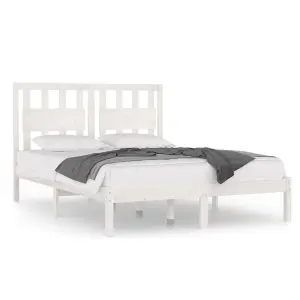 Berkfield Bed Frame White Solid Wood Pine 200x200 cm