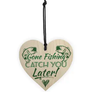 Red Ocean Gone Fishing Catch You Later Novelty Wooden Hanging Plaque Fisherman Dad Daddy Grandad Gift Sign