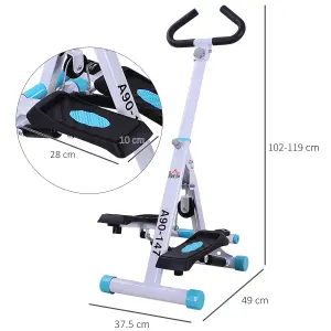 HOMCOM Foldable Stepper Adjustable Step Machine w/ Handlebar LCD Display, White