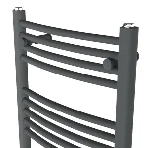 Rinse Curved Bathroom Heated Towel Rail Warmer Radiator Central Heating Anthracite - 800x500mm