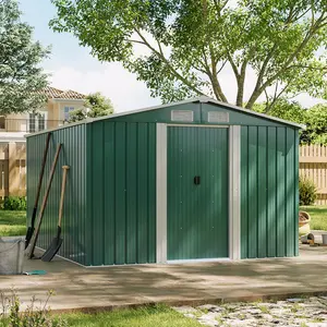 Ajay 8ft. W x 10ft. D Metal Apex Tool Shed Dark Green