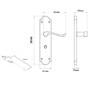 Ashford Door Handle Bathroom Lock Scroll Lever - Matt Black Bath Pack