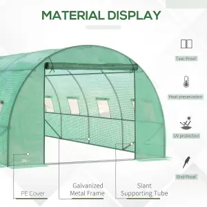 Outsunny 6 x 3M Polytunnel Walk-in Garden Greenhouse with Zip Door and Windows