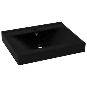 Berkfield Luxury Basin with Faucet Hole Matt Black 60x46 cm Ceramic