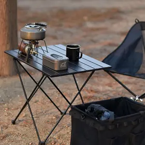 Ultralight Aluminum Folding Camping Table Portable Camp Table with Storage Basket for Hiking Camping