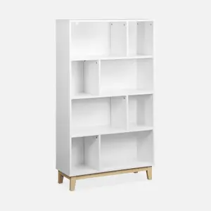 sweeek. 4-shelf scandi-style bookcase Floki White 80x30x138 cm