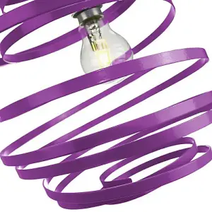 Contemporary Purple Gloss Metal Double Ribbon Spiral Swirl Ceiling Light Pendant