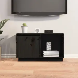 Berkfield TV Cabinet Black 74x35x44 cm Solid Wood Pine