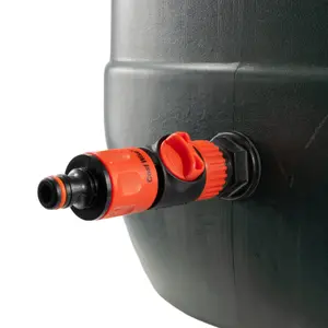 Water butt/rain barrel/strorage tank outlet valve+adaptor/connector.Easy turn flow control,universal male hose connection