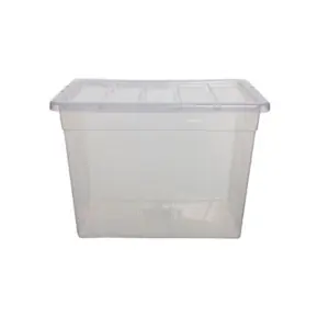 56cm Storage Box Spacemaster Maxi Clear Plastic Stackable Home Storage Box 64L Capacity