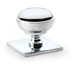 Classic Round Cabinet Door Knob & Matching Backplate Polished Chrome 34mm Handle