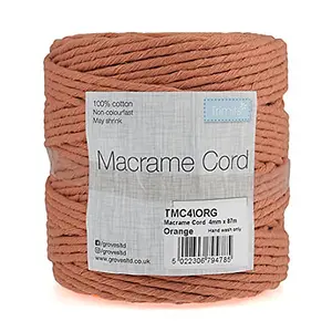 Trim: Macramé Cord: Cotton: 87m x 4mm: 0.5kg: Burnt Orange