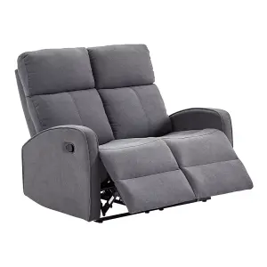 2 Seater Manual Reclining Sofa in Dark Grey Fabric - Parma