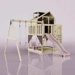 PolarPlay Kids Climbing Tower & Playhouse with Swing and Slide - Swing Saga Rose