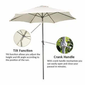 2M Garden Crank & Tilt Cream Parasol