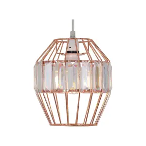 First Choice Lighting Set of 2 Beaded Copper Cage Pendant Shade with Clear Prism Detail