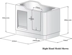 Lisna Waters Bavaro Left Hand Deep Soak Walk In Bath 1220mm x 750mm Esay Access