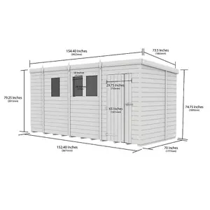 DIY Sheds 13x6 Pent Shed - Double Door Without Windows