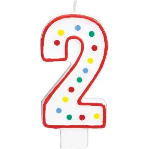 Amscan Polka Dot 2nd Birthday Birthday Candle White/Red (One Size)