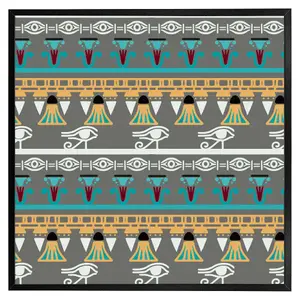 Tribal art, egyptian vintage ethnic silhouettes (Picutre Frame) / 12x12" / Black