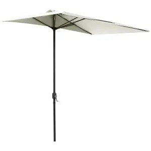 Outsunny 2.3m Garden Balcony Half Round Umbrella Metal Parasol Umbrella Beige