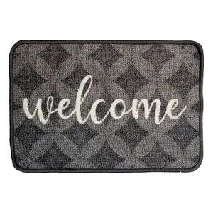 Grey Geometric Welcome Door mat, 60cm x 40cm