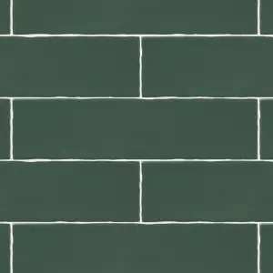 Vernisse Dark green Gloss Plain Embossed Ceramic Indoor Wall Tile, Pack of 41, (L)301mm (W)75.4mm