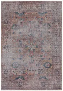 Traditional Persian Floral Abstract Bordered Easy to clean Rug for Dining Room Bed Room and Living Room-120cm X 170cm