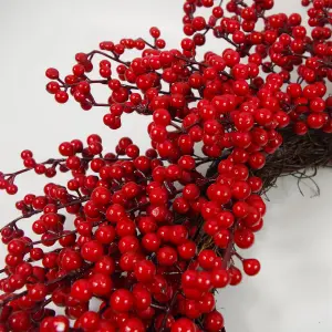 Christmas Red Berry Floristry Wreath 60cm 24 inch Large Luxury Botanik