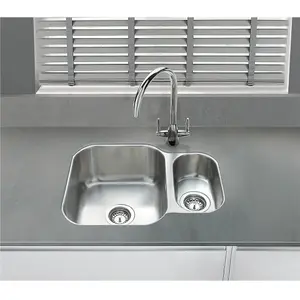 Liquida K1001SS 1.5 Bowl Reversible Undermount Stainless Steel Kitchen Sink