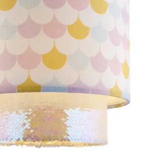 Printed Multicolour Glitter effect Mermaid Light shade (D)25cm