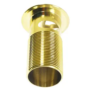 SPARES2GO Sink Basin Waste Luxury Slotted Brass Overflow Plug with Chain and Stay (40mm 1 1/4", Gold Finish)