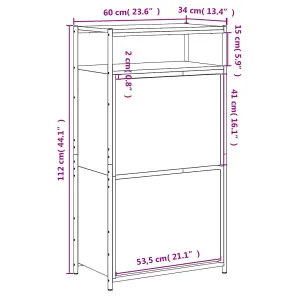 Shoe Cabinet Brown Oak 60x34x112 Engineered Wood