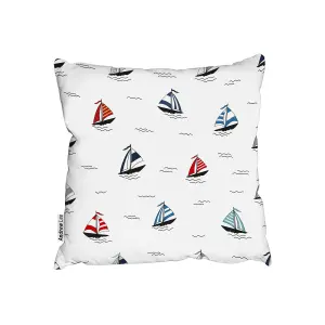 Cushions - Red & Blue Sailboats (Cushion) / 45cm x 45cm