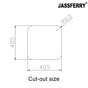 JASSFERRY Undermount Stainless Steel Kitchen Sink Single Bowl, 450 x 450 mm