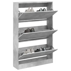 Berkfield Shoe Cabinet Concrete Grey 80x21x125.5 cm Engineered Wood