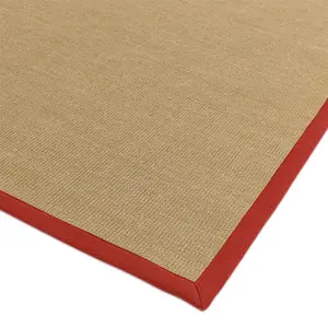 Red Bordered Plain Modern Easy to clean Rug for Dining Room Bed Room and Living Room-200cm X 300cm