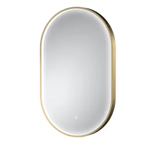 Contemporary Oval Inset Framed LED Touch Sensor Mirror - 800 x 500mm - Brushed Brass - Balterley